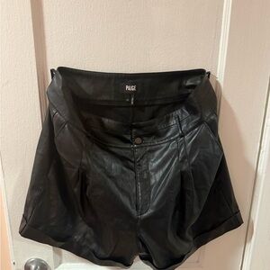 PAIGE High Waist Black Leather Shorts